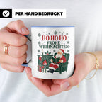 Lesen Weihnachten Tasse Weihnachtsmann mit Buch am Kamin - G – Blau [farbe:blau]