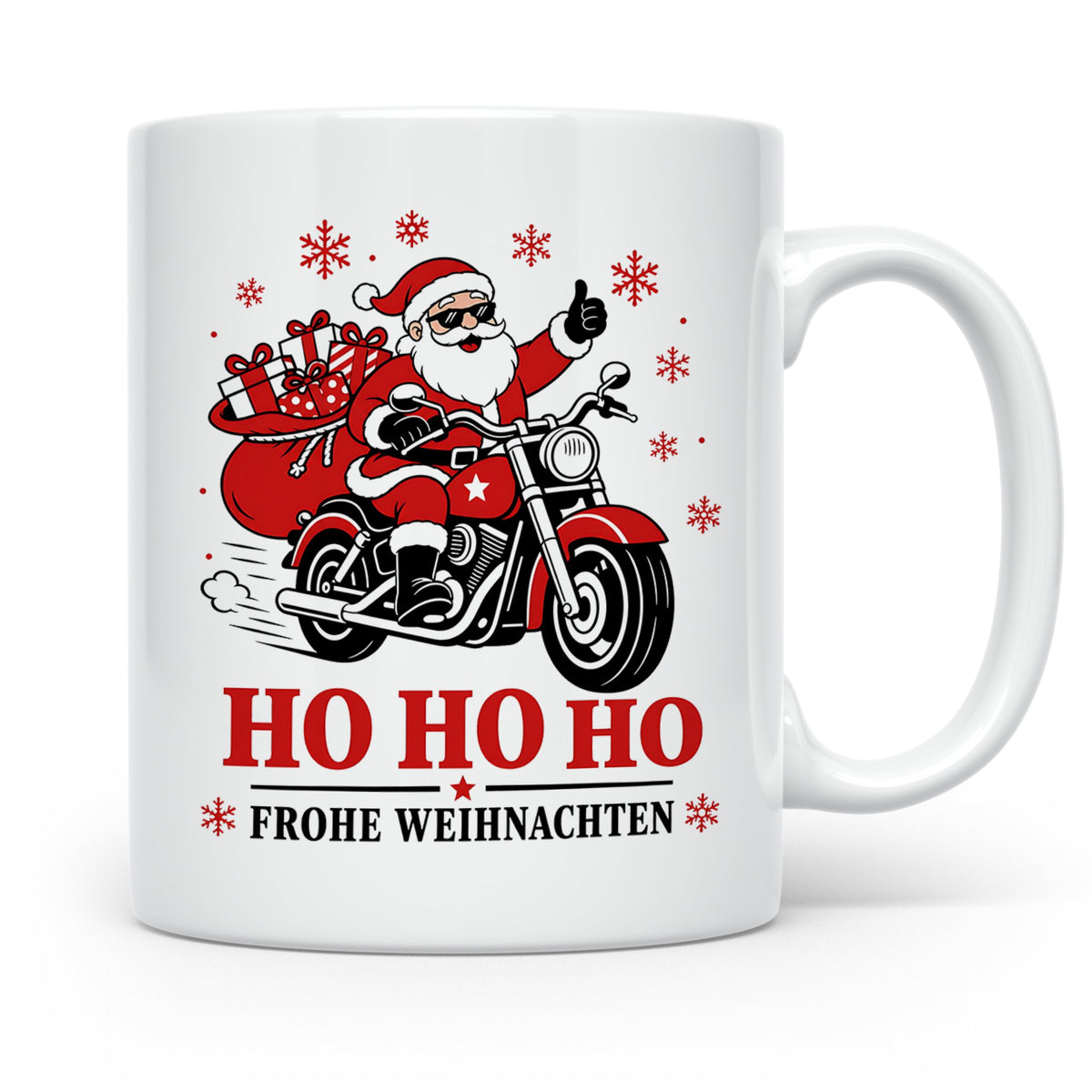 Motorrad Weihnachten Tasse Weihnachtsmann auf dem Motorrad - – Weiß [farbe:weiß]