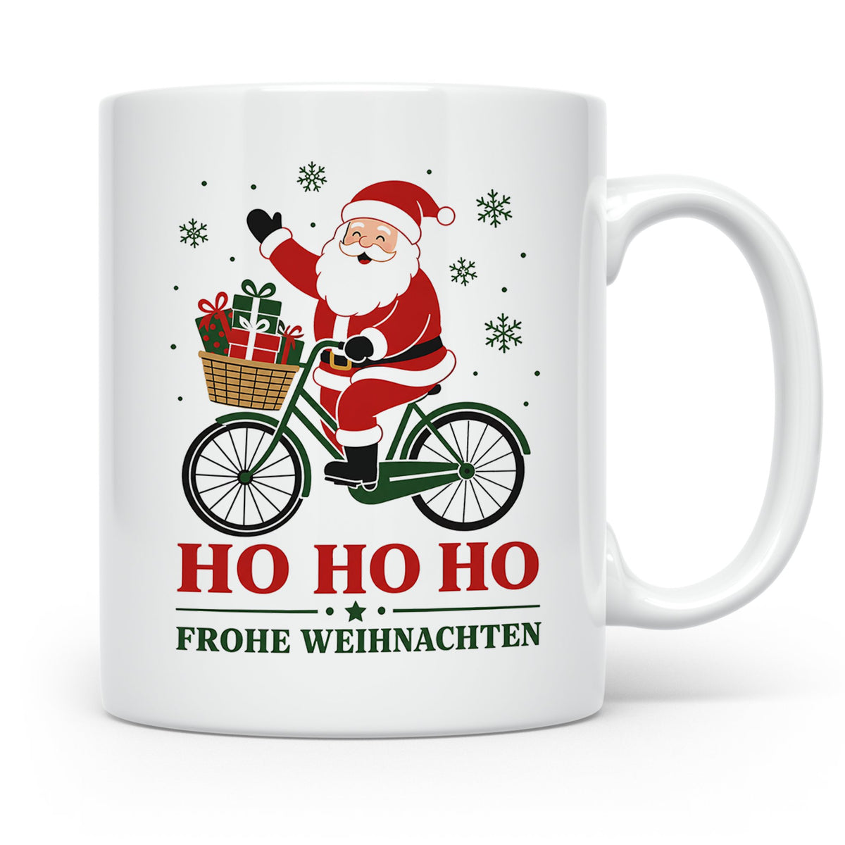 Fahrrad Weihnachten Tasse Weihnachtsmann auf dem Fahrrad - G – Weiß [farbe:weiß]