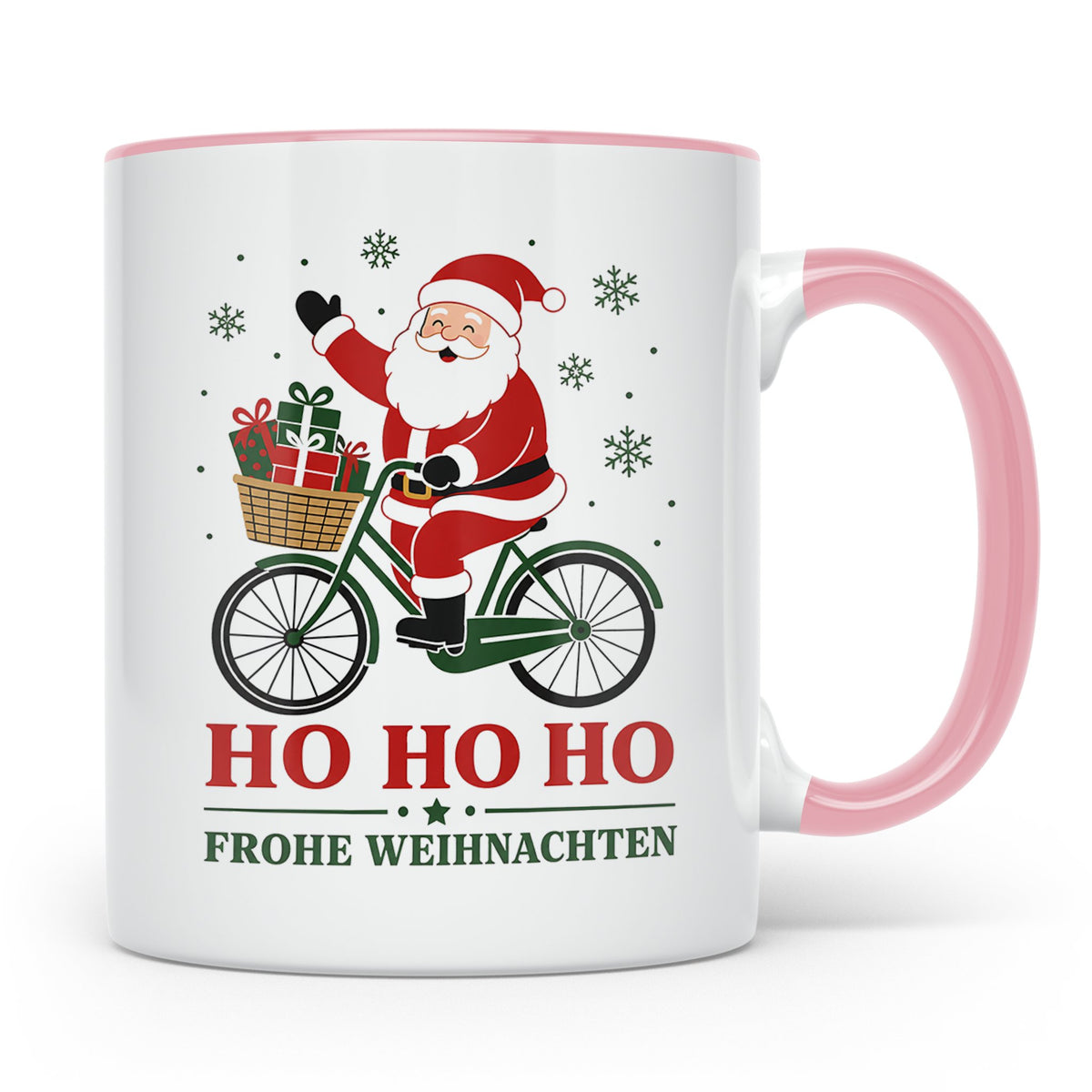 Fahrrad Weihnachten Tasse Weihnachtsmann auf dem Fahrrad - G – Rosa [farbe:rosa]