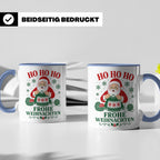 Stricken Weihnachten Tasse Weihnachtsmann beim Stricken - Ge – Blau [farbe:blau]