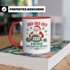 Stricken Weihnachten Tasse Weihnachtsmann beim Stricken - Ge – Rot [farbe:rot]