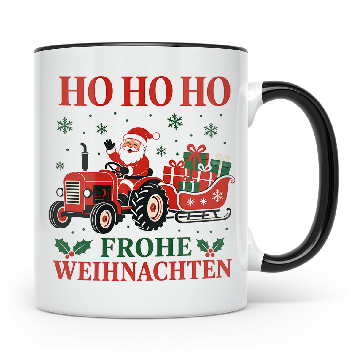 Trecker Weihnachten Tasse Weihnachtsmann auf dem Traktor - G – Schwarz [farbe:schwarz]