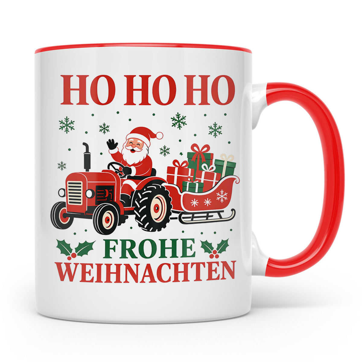 Trecker Weihnachten Tasse Weihnachtsmann auf dem Traktor - G – Rot [farbe:rot]