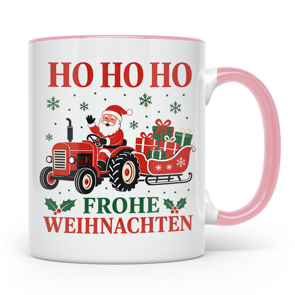 Trecker Weihnachten Tasse Weihnachtsmann auf dem Traktor - G – Rosa [farbe:rosa]