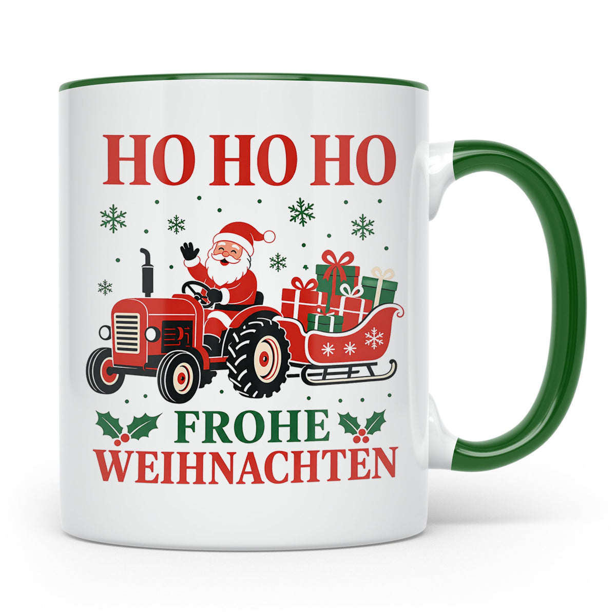 Trecker Weihnachten Tasse Weihnachtsmann auf dem Traktor - G – Grün [farbe:grün]