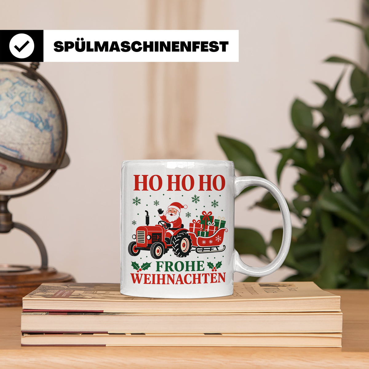Trecker Weihnachten Tasse Weihnachtsmann auf dem Traktor - G – Weiß [farbe:weiß]