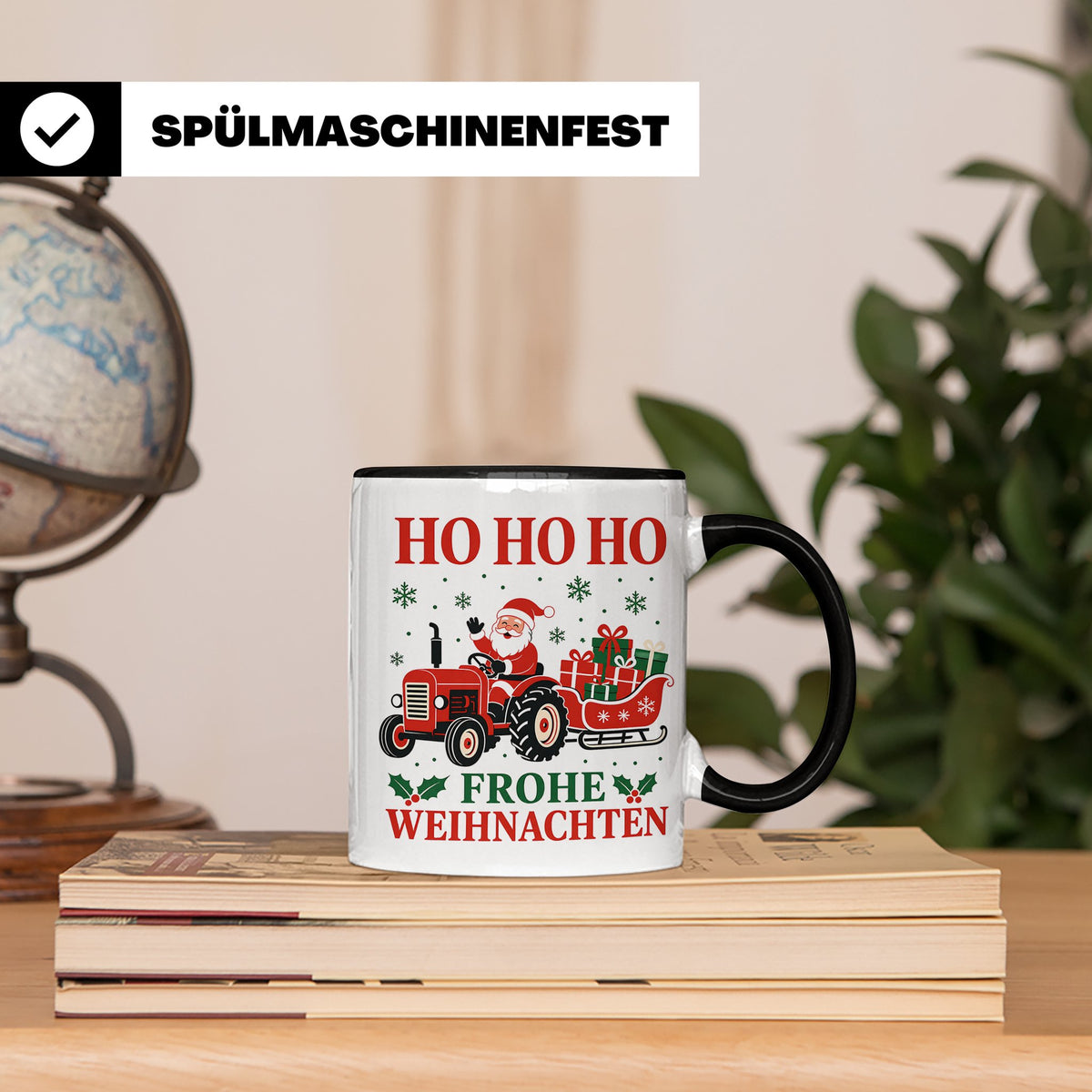 Trecker Weihnachten Tasse Weihnachtsmann auf dem Traktor - G – Schwarz [farbe:schwarz]