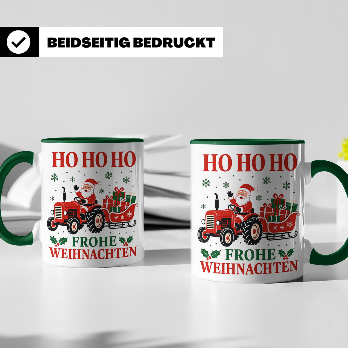 Trecker Weihnachten Tasse Weihnachtsmann auf dem Traktor - G – Grün [farbe:grün]