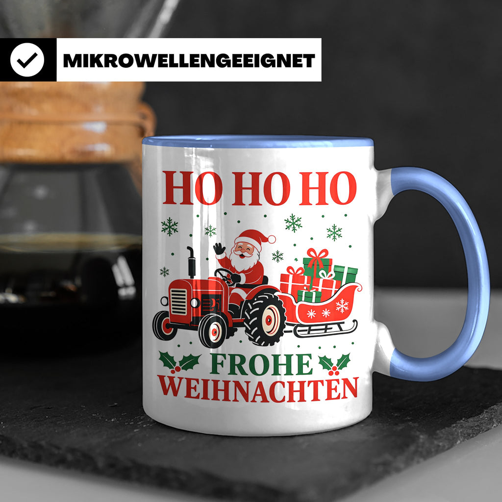 Trecker Weihnachten Tasse Weihnachtsmann auf dem Traktor - G – Blau [farbe:blau]