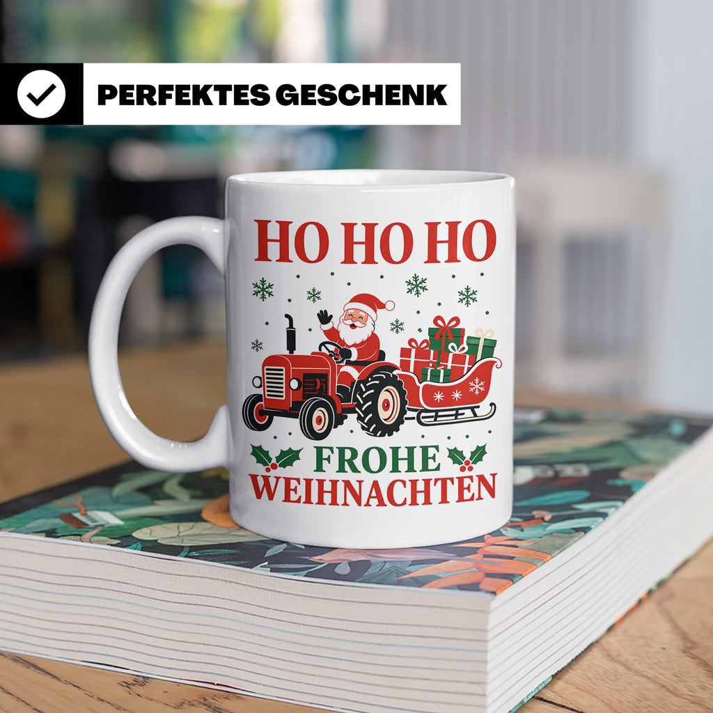 Trecker Weihnachten Tasse Weihnachtsmann auf dem Traktor - G – Weiß [farbe:weiß]