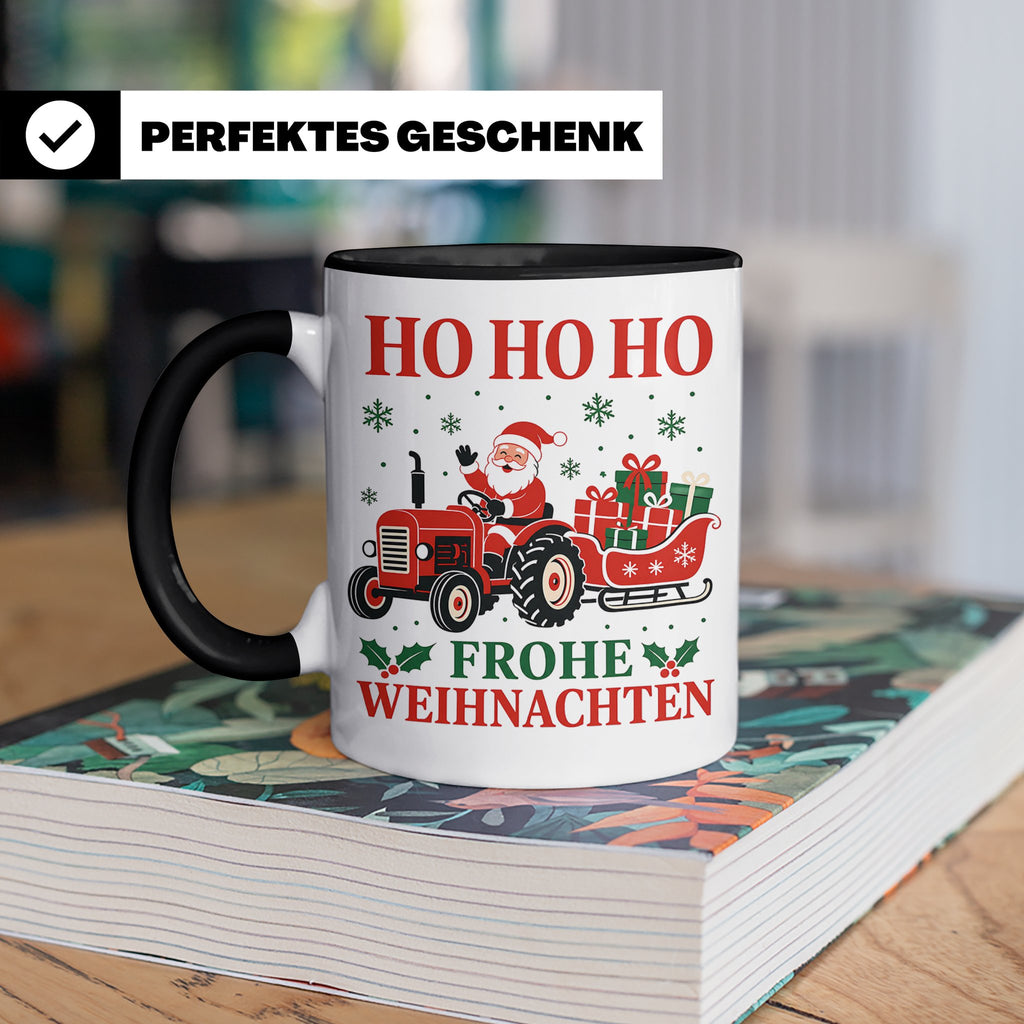 Trecker Weihnachten Tasse Weihnachtsmann auf dem Traktor - G – Schwarz [farbe:schwarz]