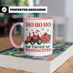 Trecker Weihnachten Tasse Weihnachtsmann auf dem Traktor - G – Rosa [farbe:rosa]