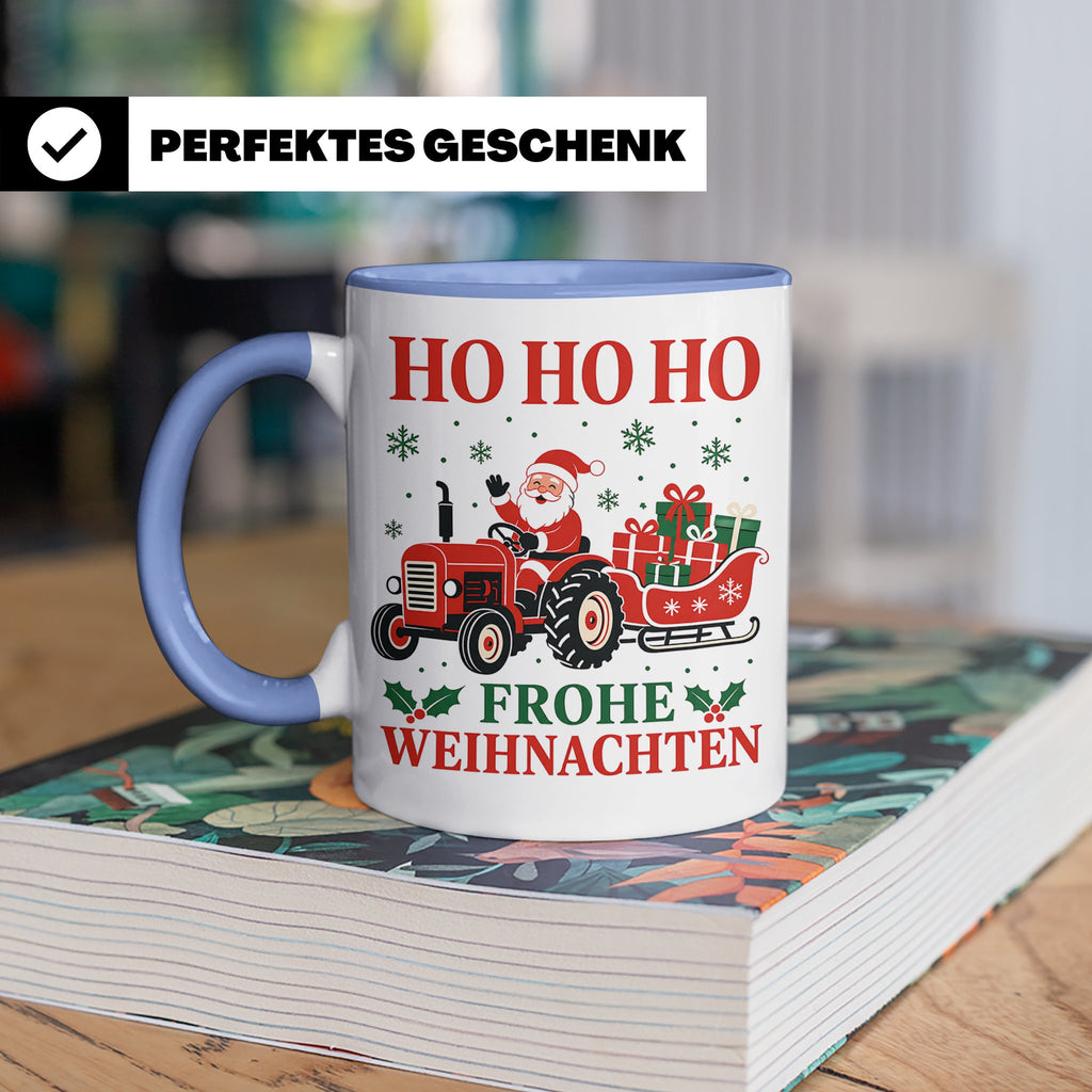 Trecker Weihnachten Tasse Weihnachtsmann auf dem Traktor - G – Blau [farbe:blau]