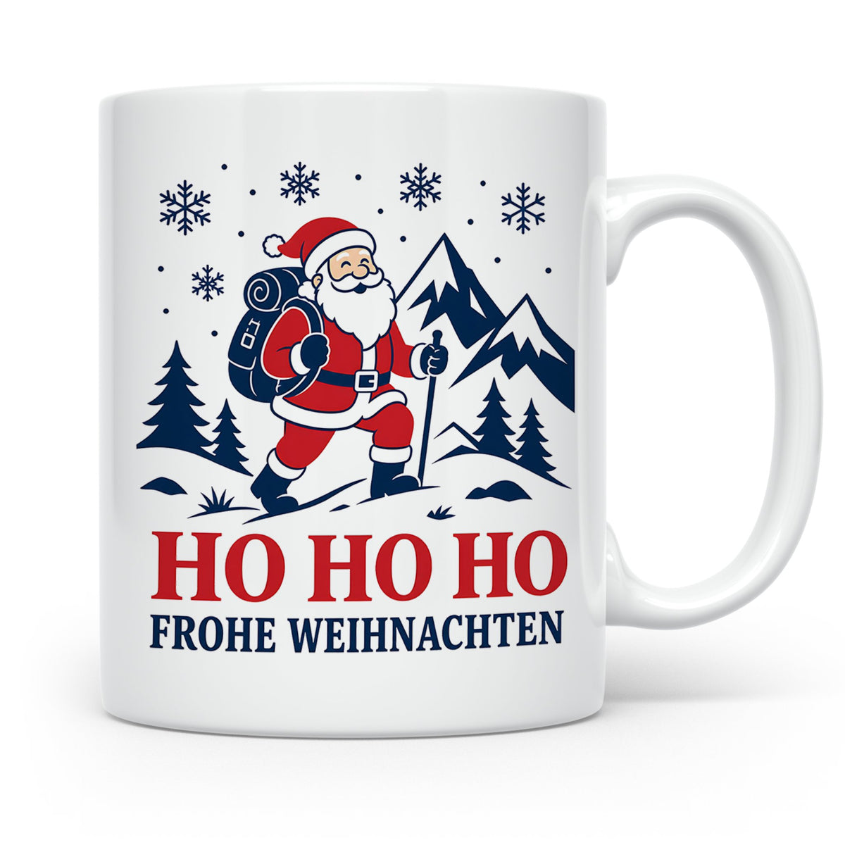 Wandern Weihnachten Tasse Weihnachtsmann beim Wandern - Gesc – Weiß [farbe:weiß]