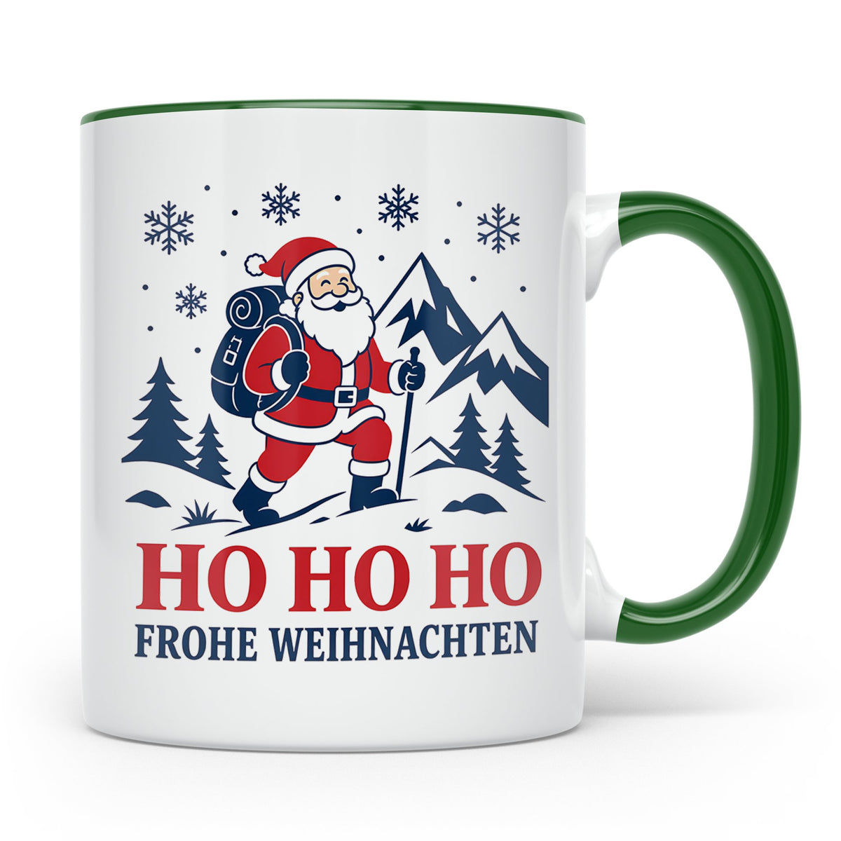 Wandern Weihnachten Tasse Weihnachtsmann beim Wandern - Gesc – Grün [farbe:grün]