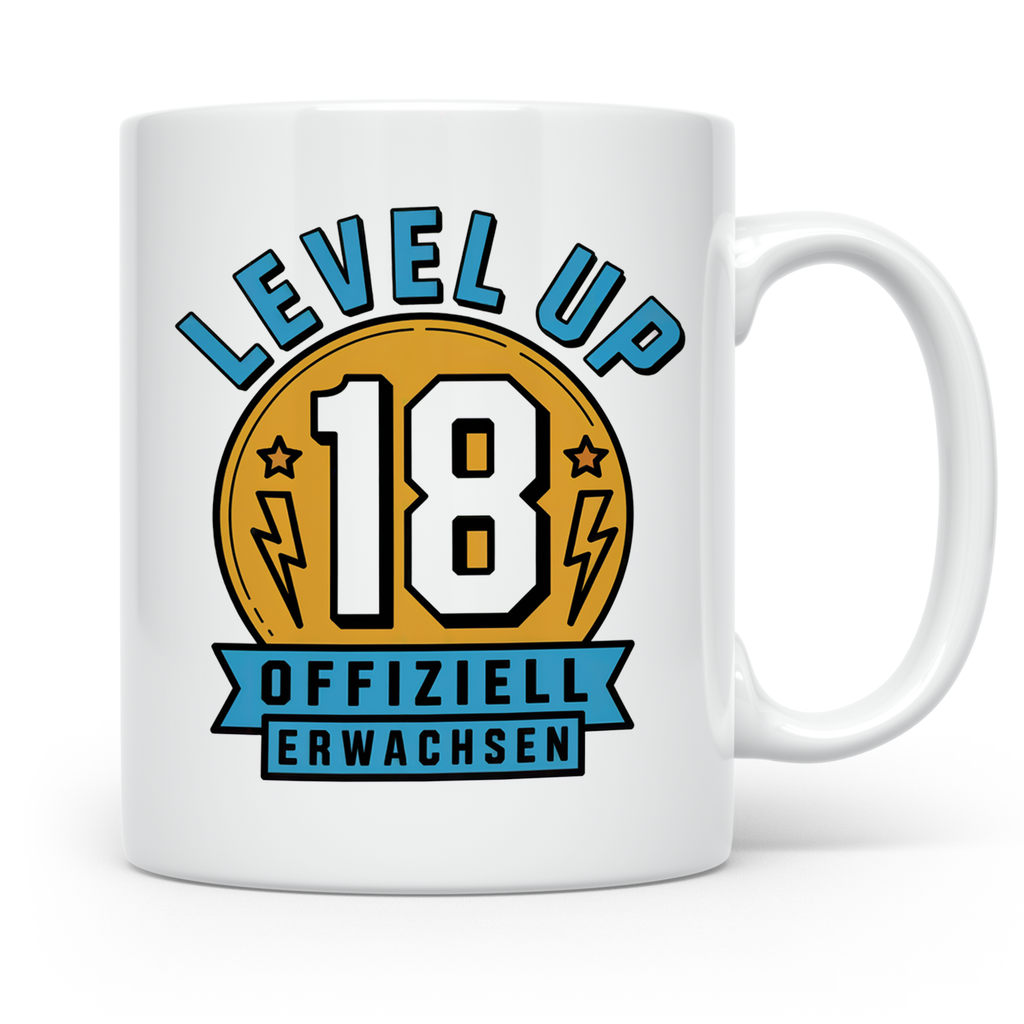 Level Up 18 Geburtstag Tasse - Offiziell Erwachsen Gamer Ges – Weiß [farbe:weiß]