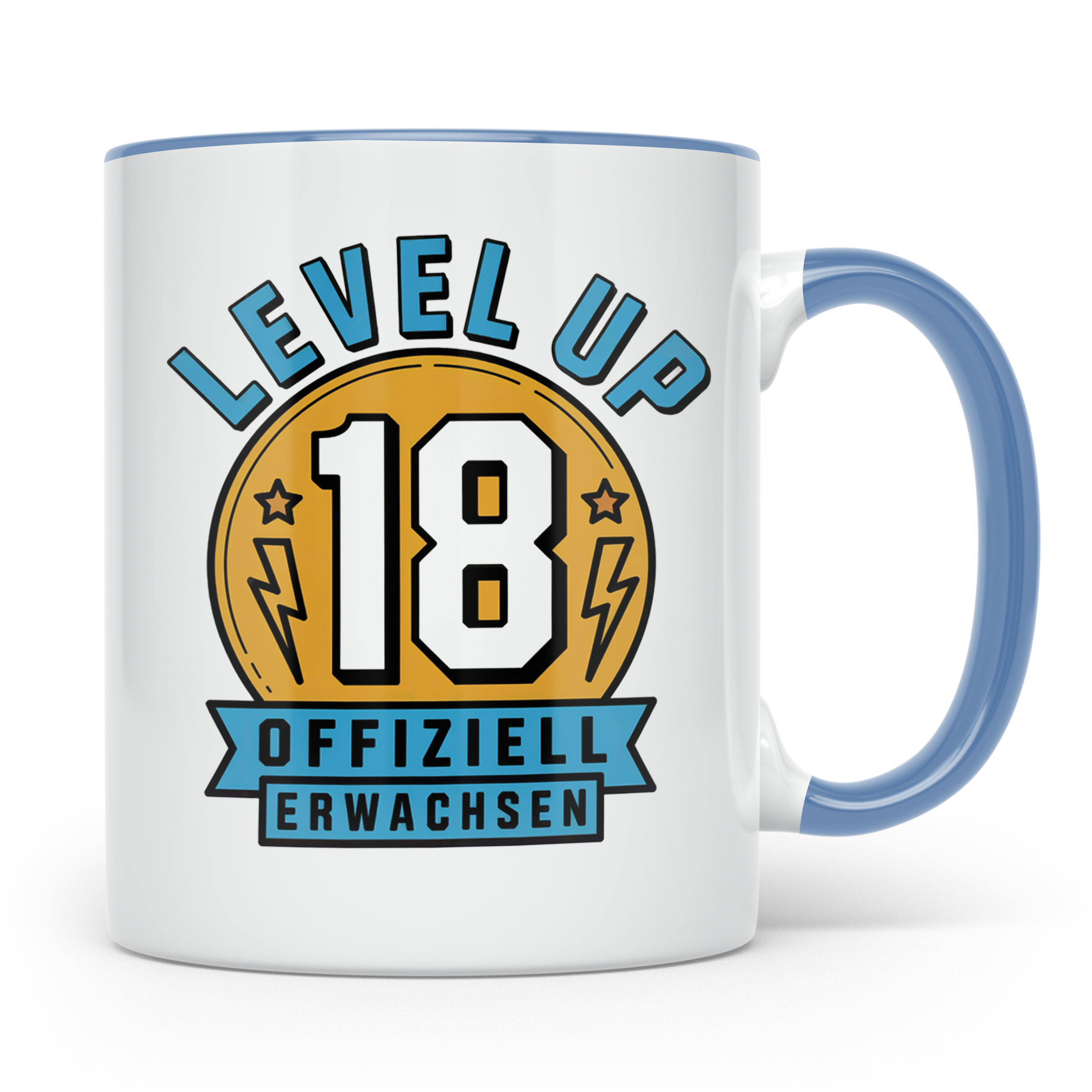 Level Up 18 Geburtstag Tasse - Offiziell Erwachsen Gamer Ges – Blau [farbe:blau]