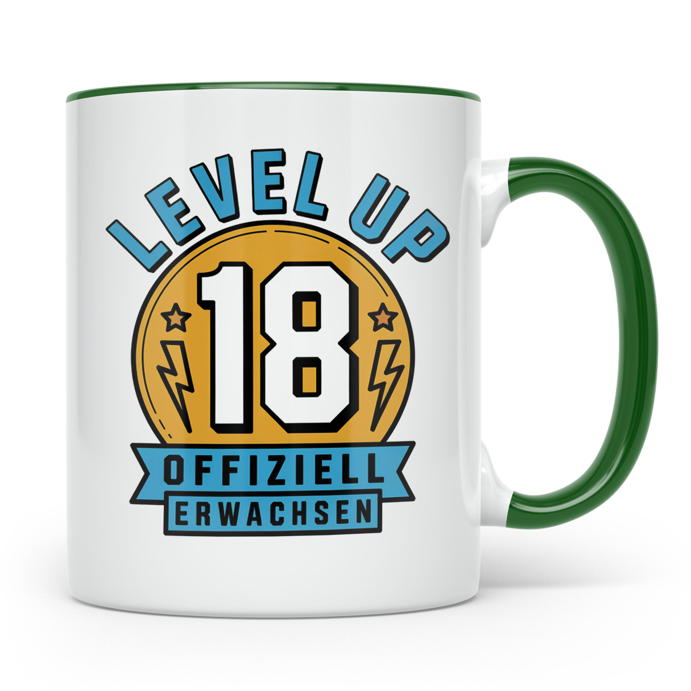 Level Up 18 Geburtstag Tasse - Offiziell Erwachsen Gamer Ges – Grün [farbe:grün]