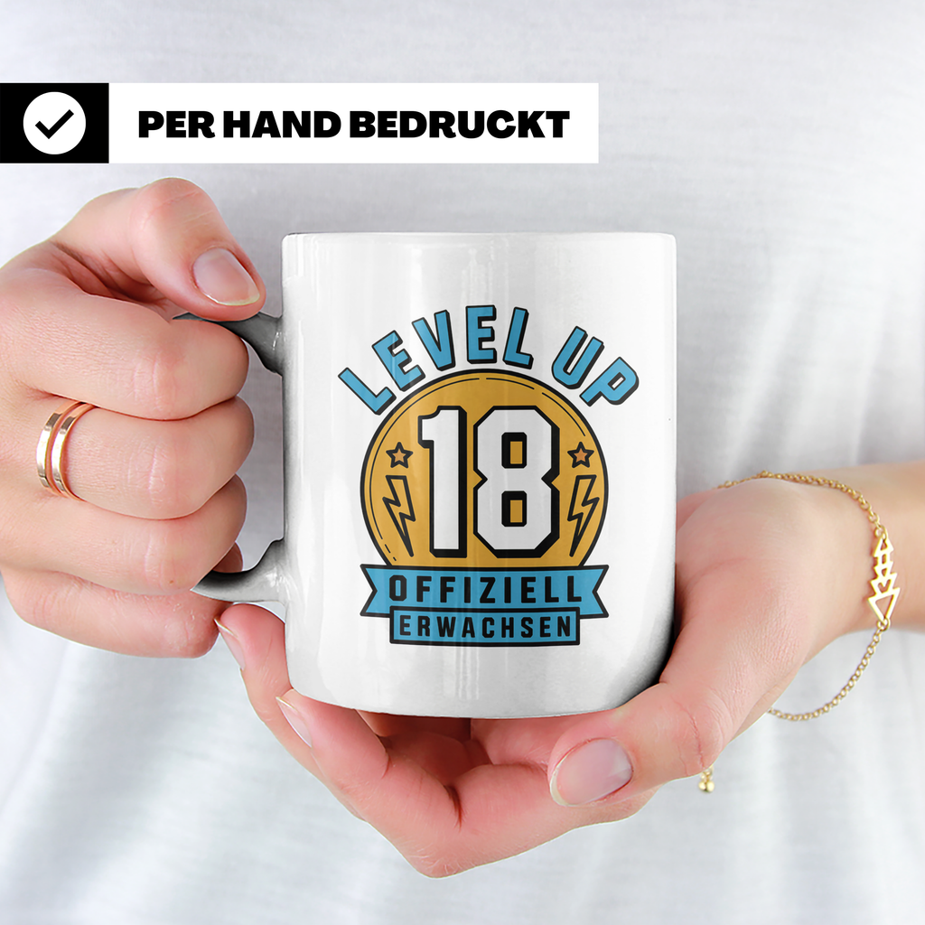 Level Up 18 Geburtstag Tasse - Offiziell Erwachsen Gamer Ges – Weiß [farbe:weiß]