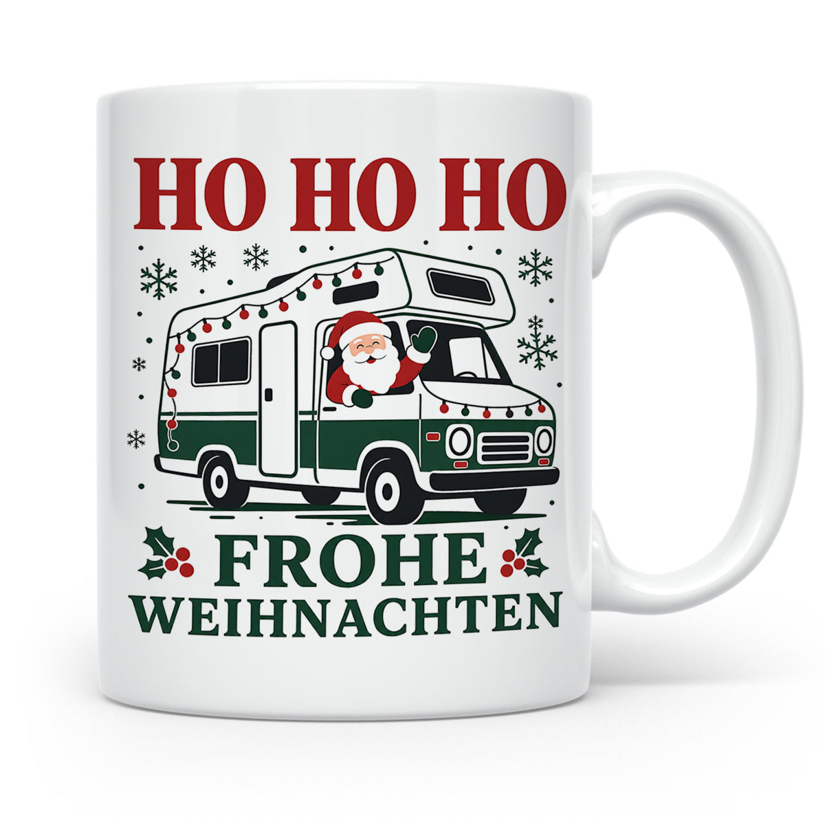 Wohnmobil Weihnachten Tasse Weihnachtsmann im Campingbus - G – Weiß [farbe:weiß]
