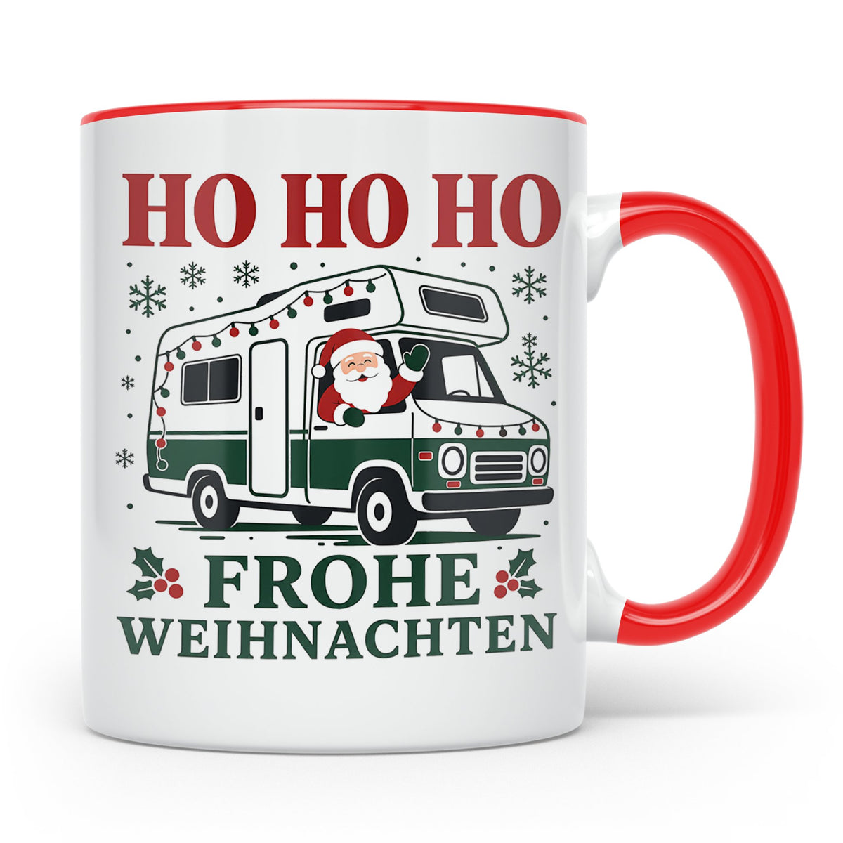 Wohnmobil Weihnachten Tasse Weihnachtsmann im Campingbus - G – Rot [farbe:rot]