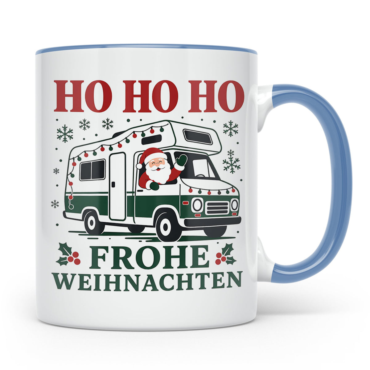 Wohnmobil Weihnachten Tasse Weihnachtsmann im Campingbus - G – Blau [farbe:blau]