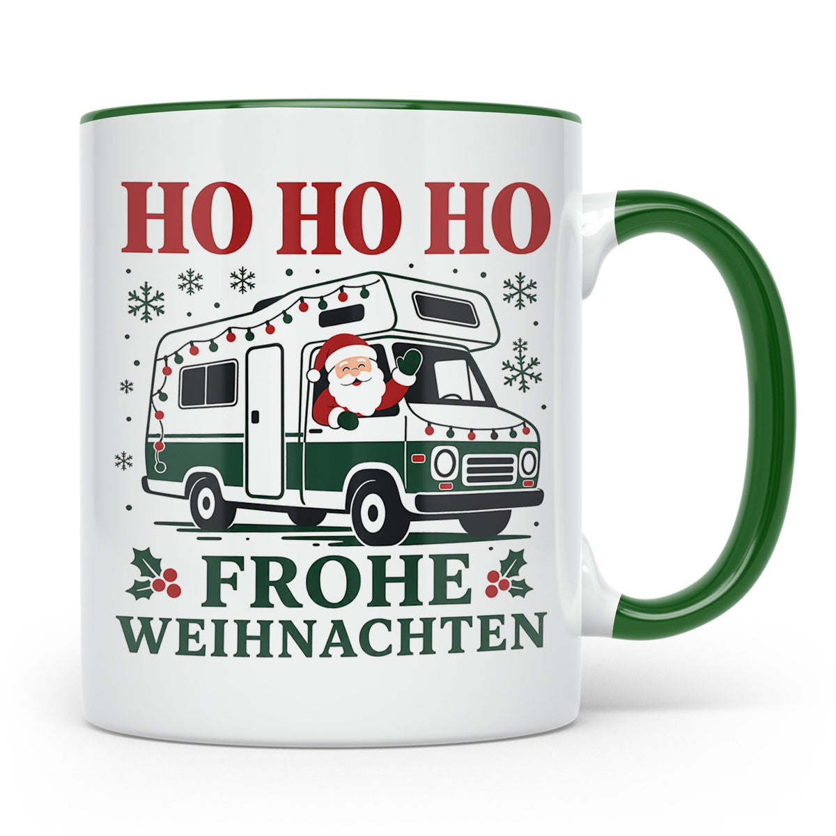 Wohnmobil Weihnachten Tasse Weihnachtsmann im Campingbus - G – Grün [farbe:grün]
