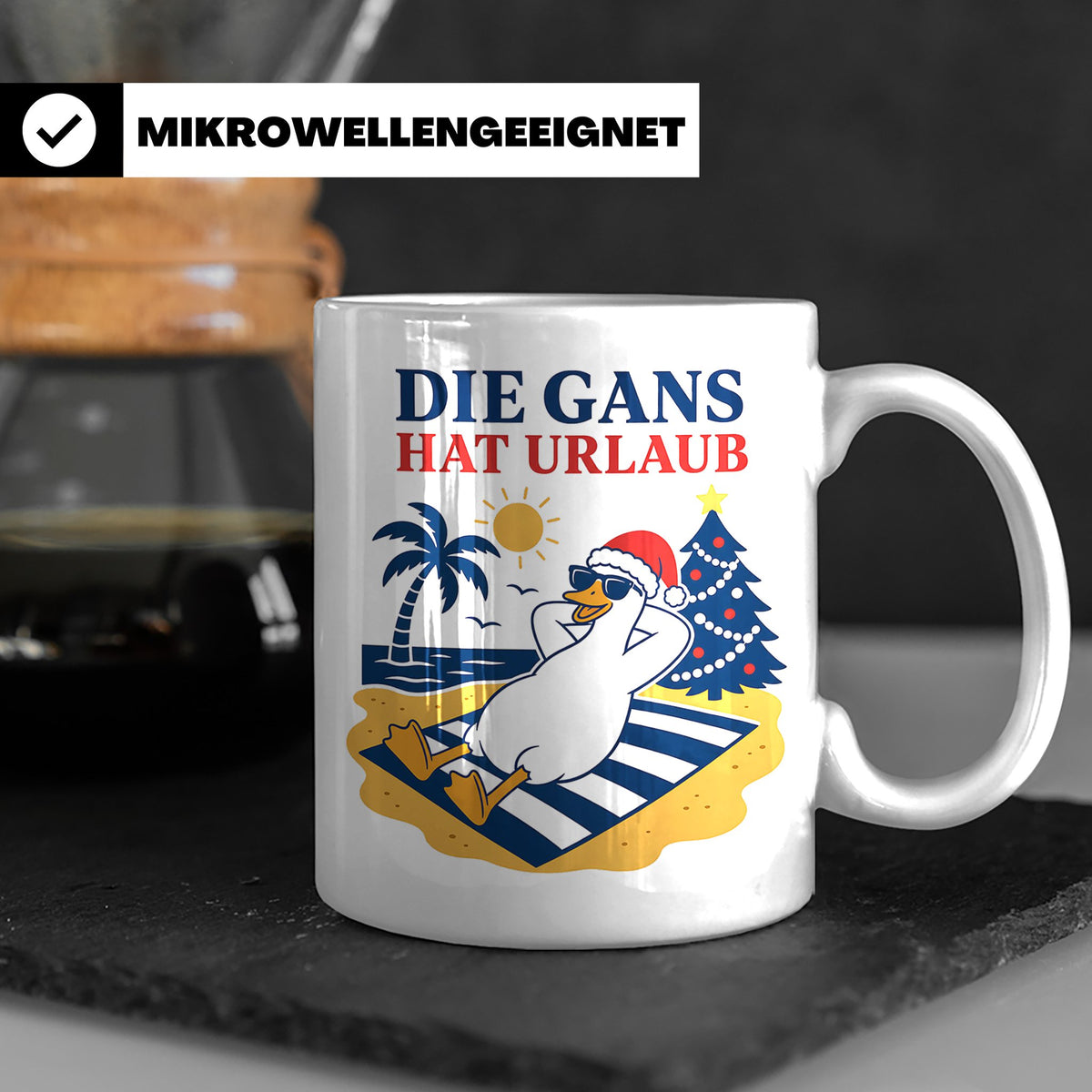 Gans Tasse Die Gans hat Urlaub - Lustiges Geschenk für Veget – Weiß [farbe:weiß]