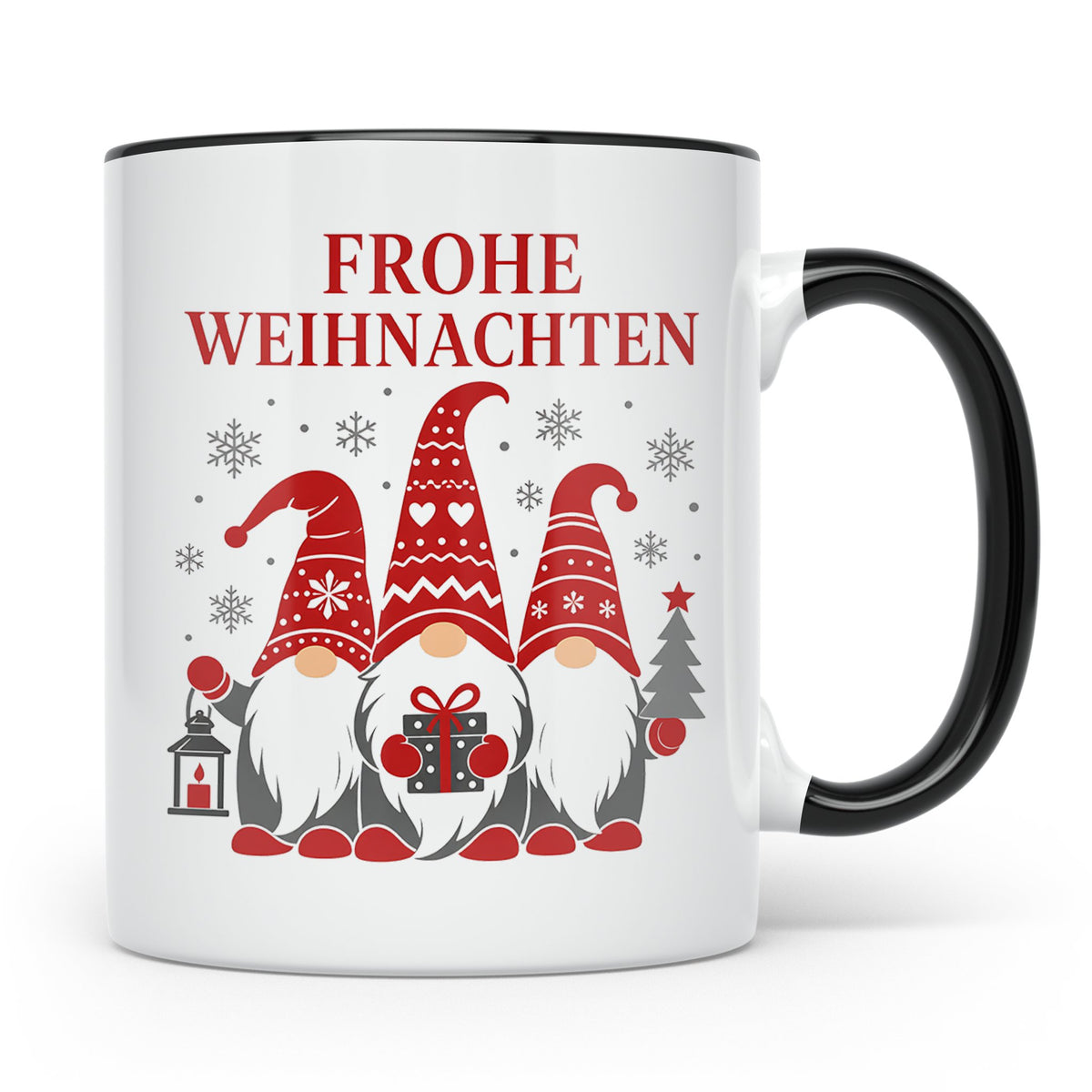 Zwerge Tasse Frohe Weihnachten drei Weihnachtszwerge - Gesch – Schwarz [farbe:schwarz]