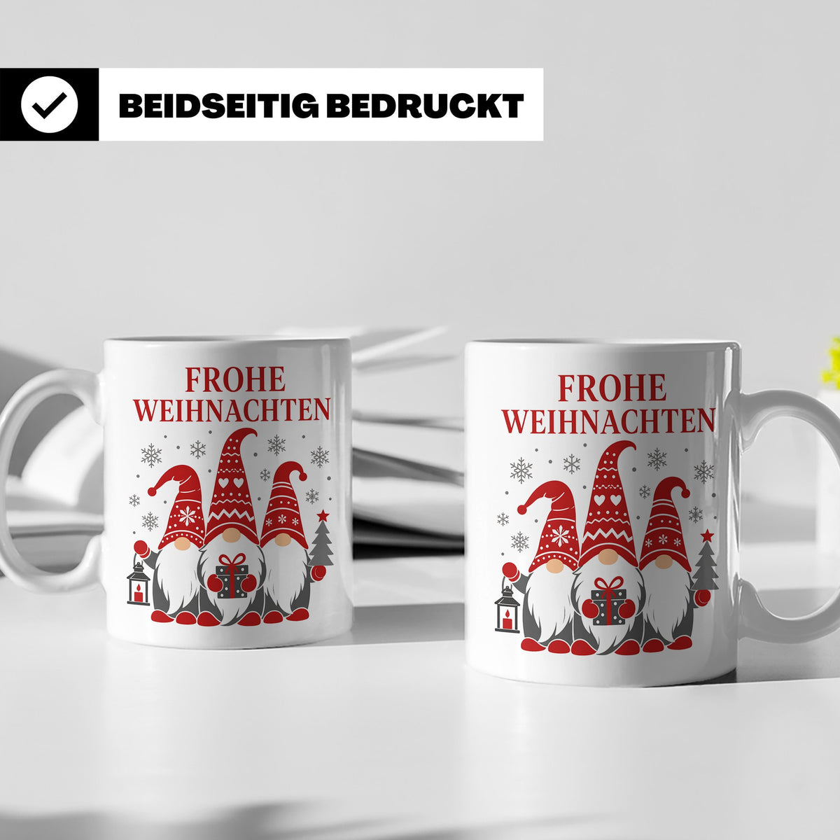 Zwerge Tasse Frohe Weihnachten drei Weihnachtszwerge - Gesch – Weiß [farbe:weiß]
