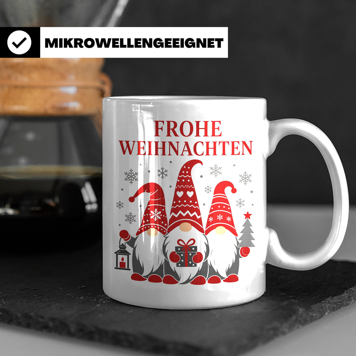 Zwerge Tasse Frohe Weihnachten drei Weihnachtszwerge - Gesch – Weiß [farbe:weiß]