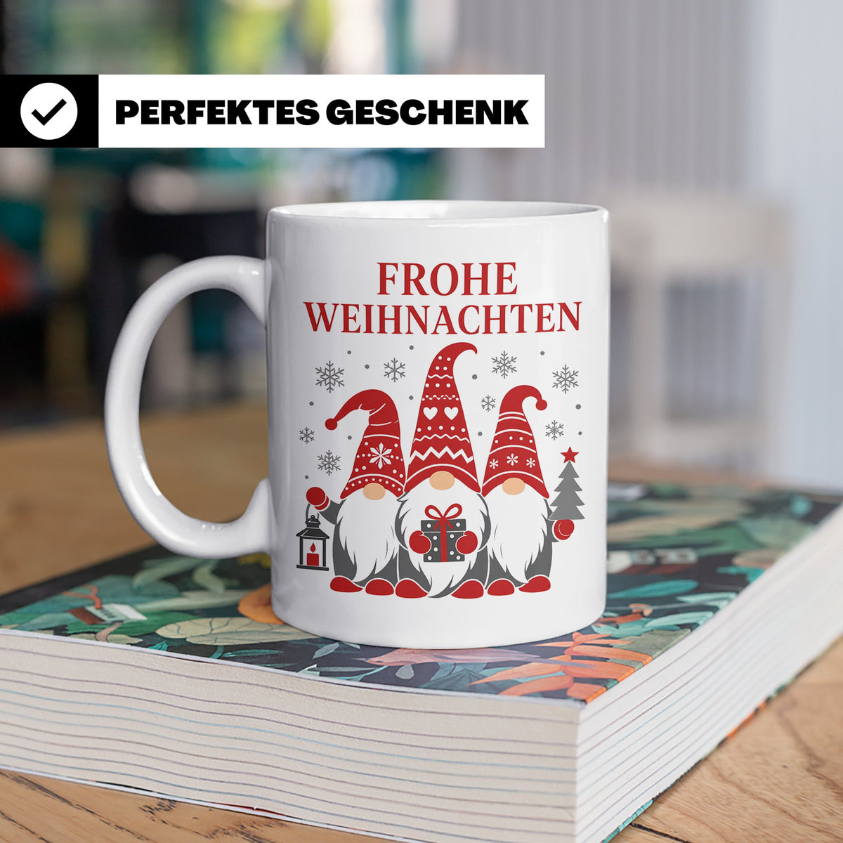 Zwerge Tasse Frohe Weihnachten drei Weihnachtszwerge - Gesch – Weiß [farbe:weiß]