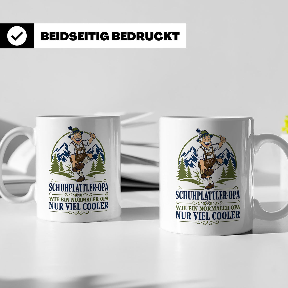 Schuhplattler Opa Tasse Wie ein normaler Opa nur viel cooler – Weiß [farbe:weiß]