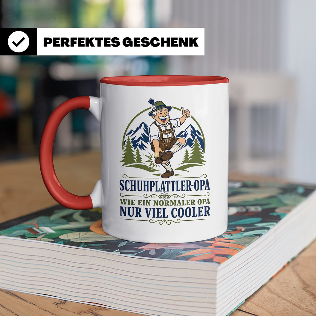 Schuhplattler Opa Tasse Wie ein normaler Opa nur viel cooler – Rot [farbe:rot]