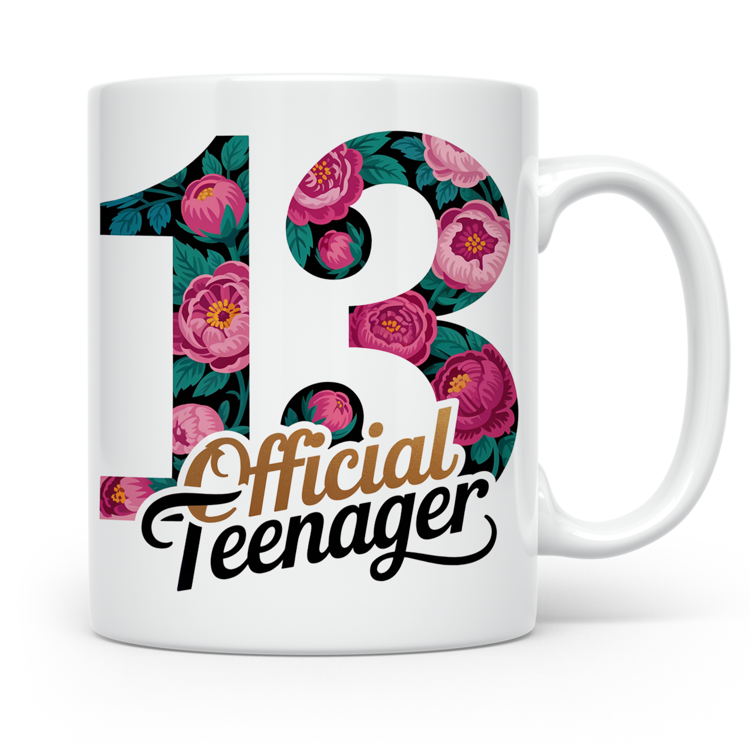Official Teenager Tasse 13. Geburtstag Mädchen Floral - Teen – Weiß [farbe:weiß]