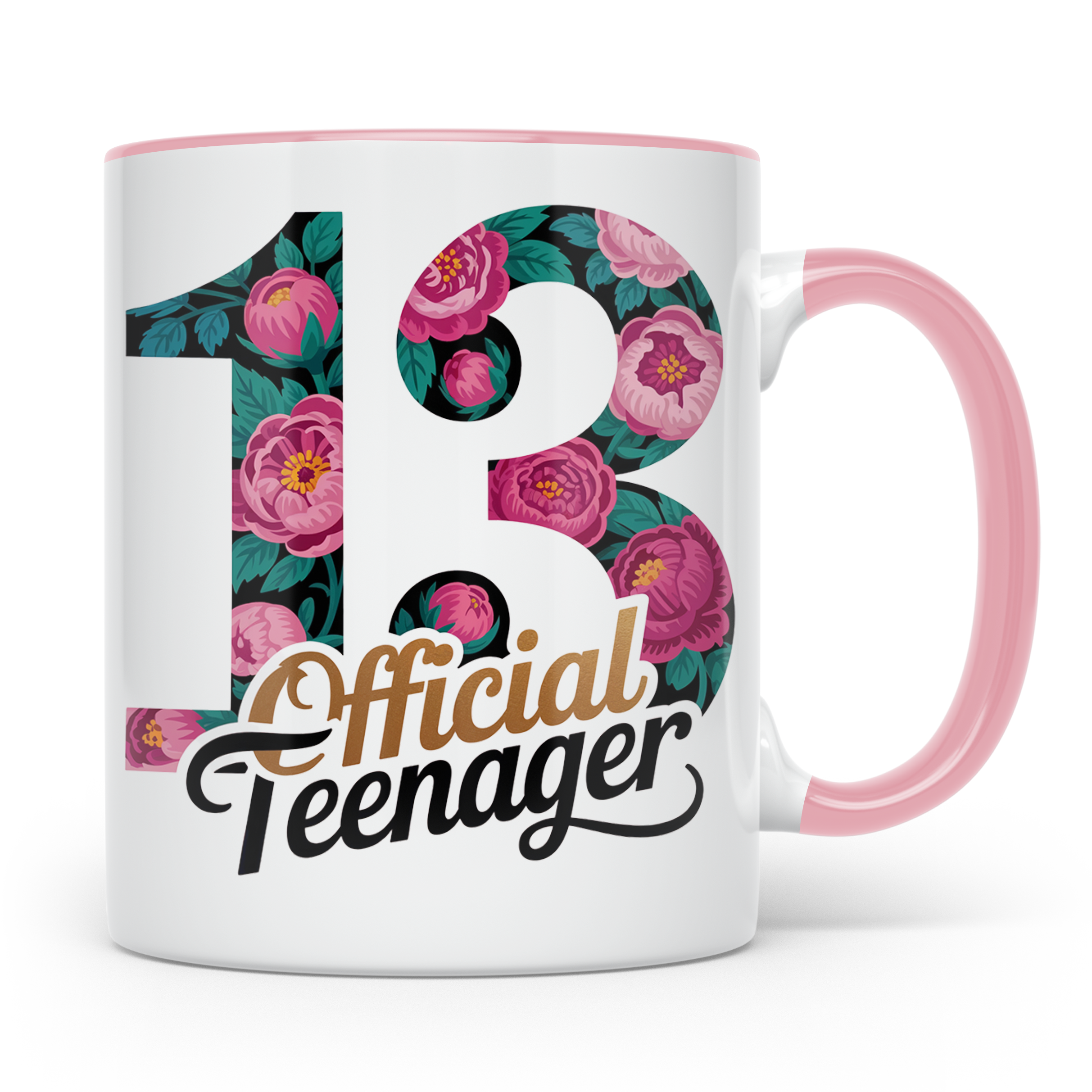 Official Teenager Tasse 13. Geburtstag Mädchen Floral - Teen – Rosa [farbe:rosa]