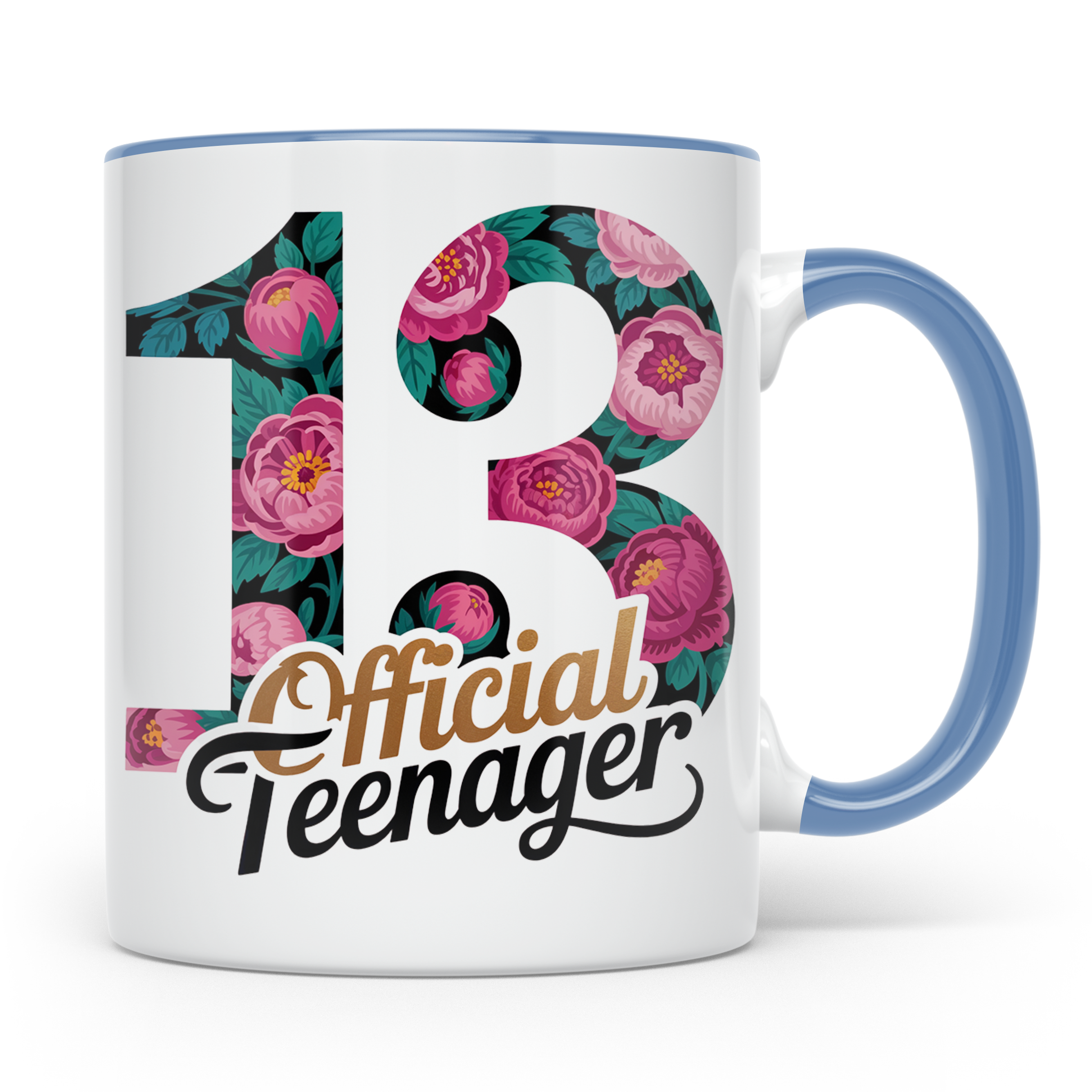 Official Teenager Tasse 13. Geburtstag Mädchen Floral - Teen – Blau [farbe:blau]