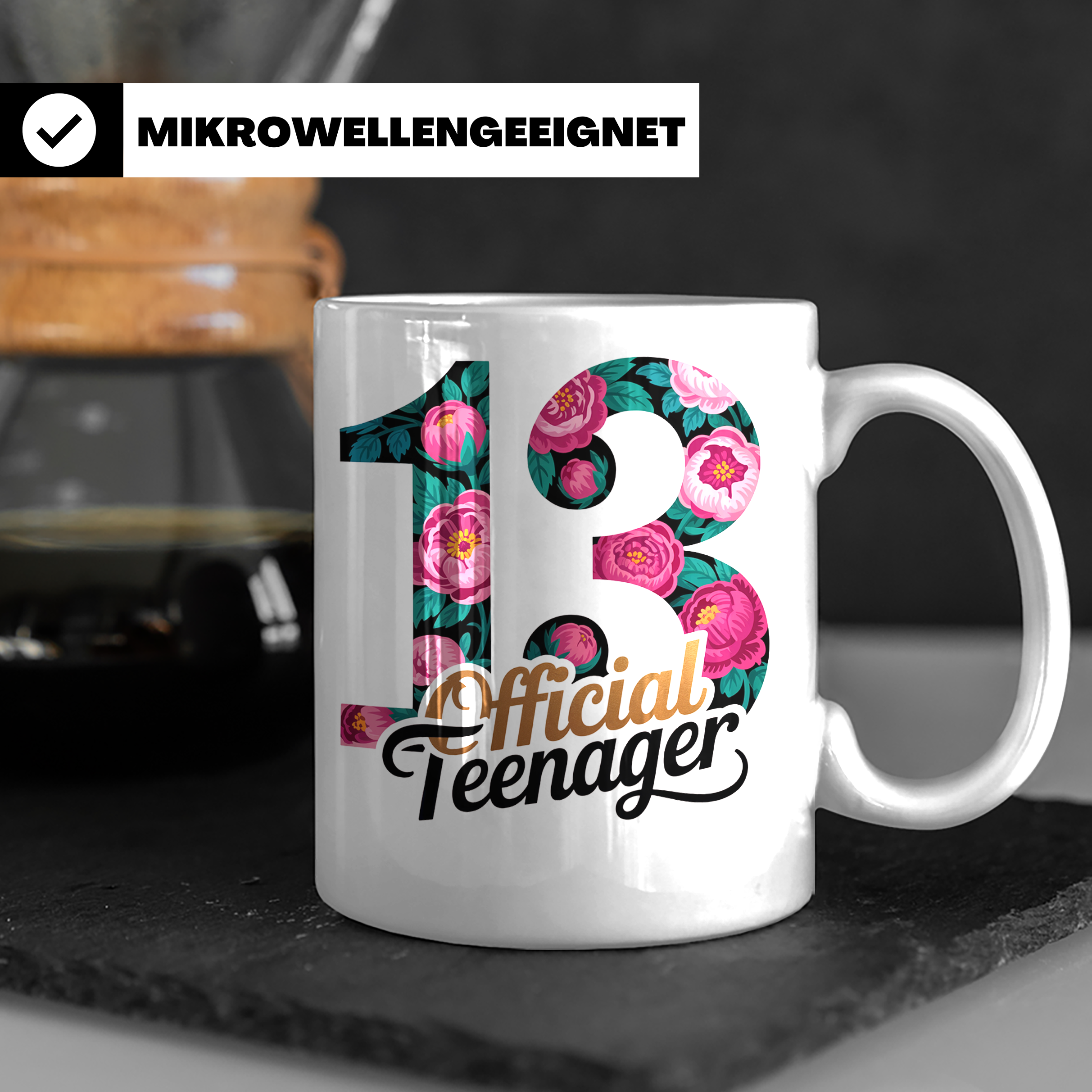 Official Teenager Tasse 13. Geburtstag Mädchen Floral - Teen – Weiß [farbe:weiß]
