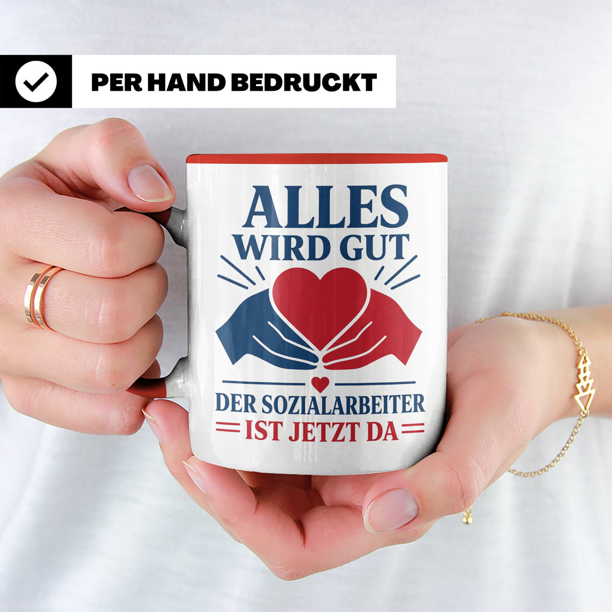 Sozialarbeiter Tasse Alles wird gut der Sozialarbeiter ist j – Rot [farbe:rot]