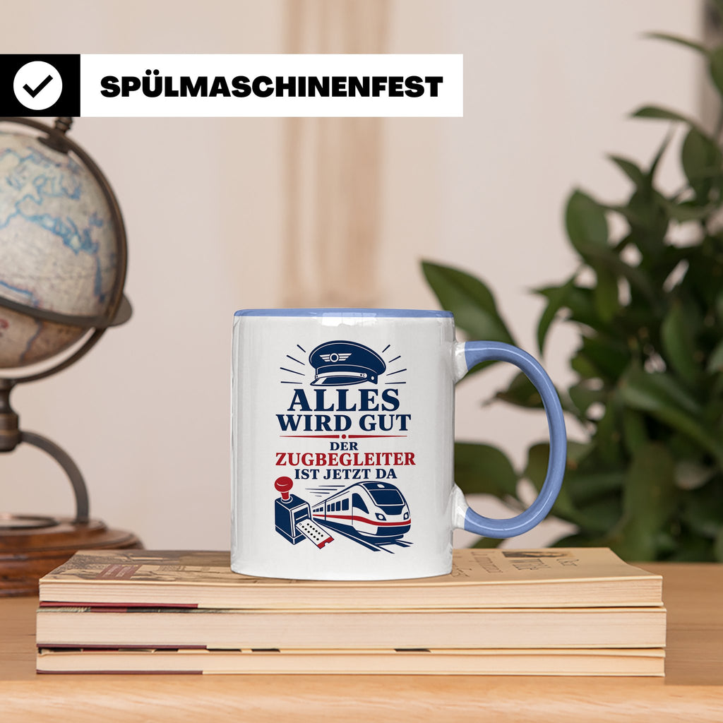 Zugbegleiter Tasse Alles wird gut der Zugbegleiter ist jetzt – Blau [farbe:blau]