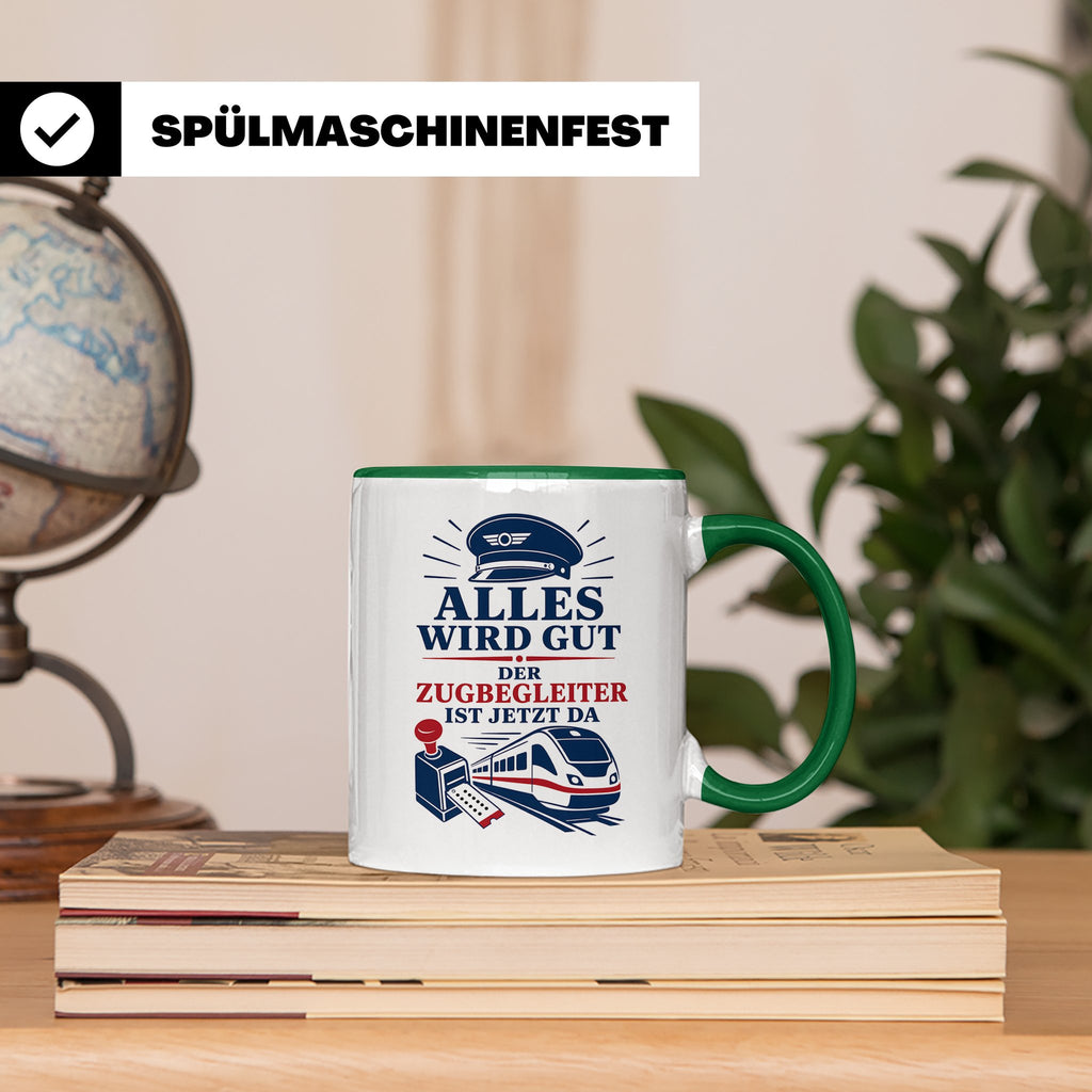 Zugbegleiter Tasse Alles wird gut der Zugbegleiter ist jetzt – Grün [farbe:grün]