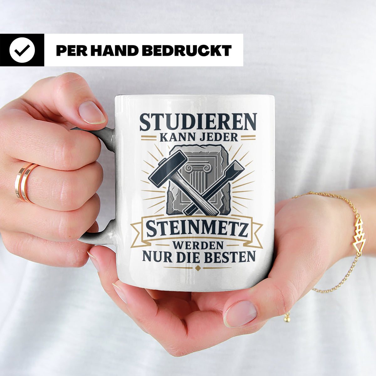 Steinmetz Tasse Studieren kann jeder Steinmetz werden nur di – Weiß [farbe:weiß]