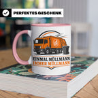 Tasse Einmal Müllmann immer Müllmann - Geschenk für Müllwerk – Rosa [farbe:rosa]