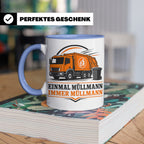 Tasse Einmal Müllmann immer Müllmann - Geschenk für Müllwerk – Blau [farbe:blau]