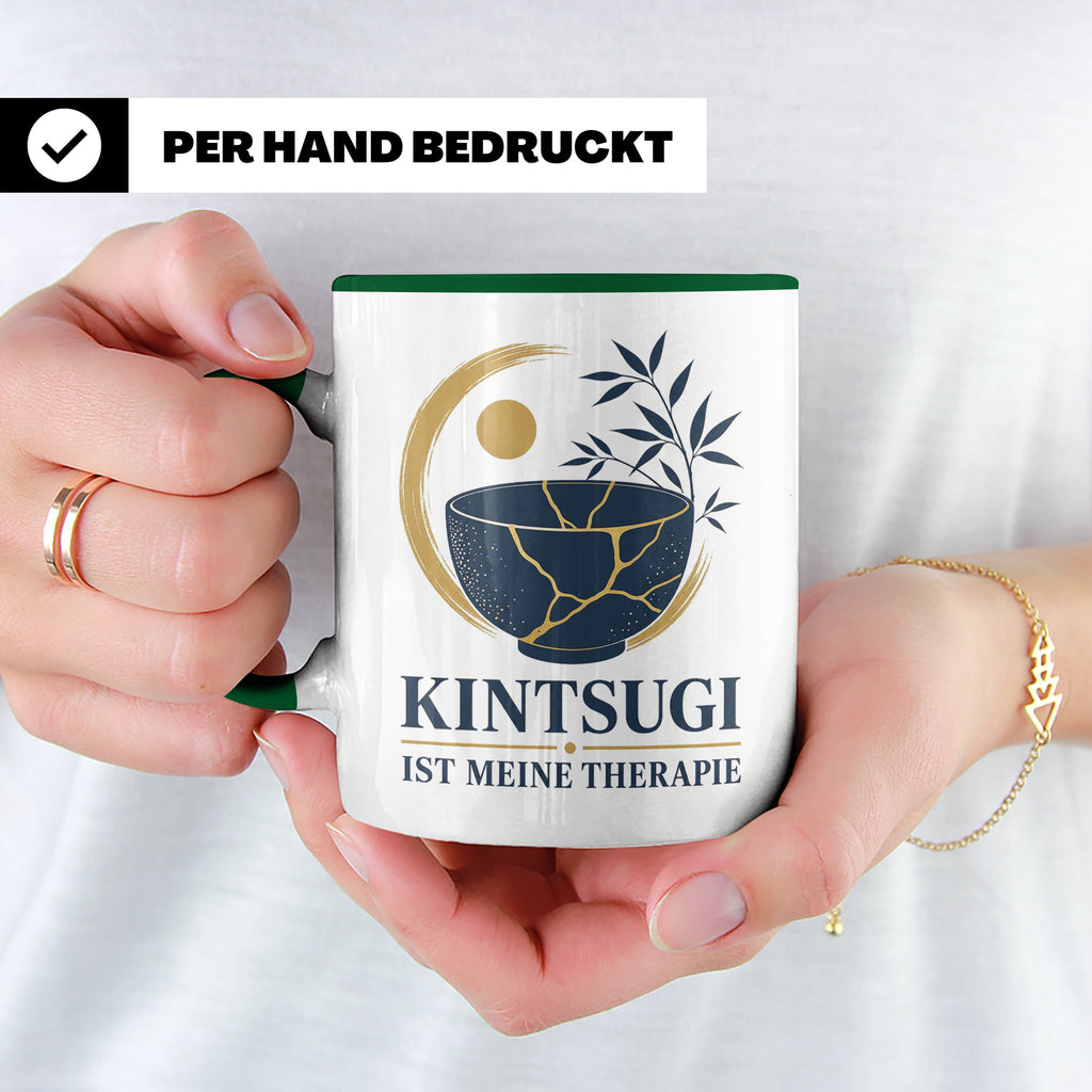 Kintsugi Tasse Kintsugi ist meine Therapie - Geschenk für Ku – Grün [farbe:grün]