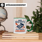 Linoldruck Tasse Mir reichts ich mach Linoldruck - Geschenk  – Grün [farbe:grün]