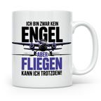 Pilot Tasse - Ich bin kein Engel! Fliegen kann ich trotzdem! – Weiß [farbe:weiß]