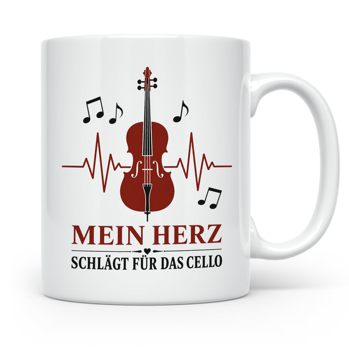 Cello Tasse Mein Herz schlägt für das Cello - Geschenk für C – Weiß [farbe:weiß]