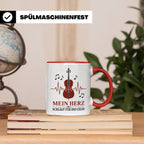 Cello Tasse Mein Herz schlägt für das Cello - Geschenk für C – Rot [farbe:rot]